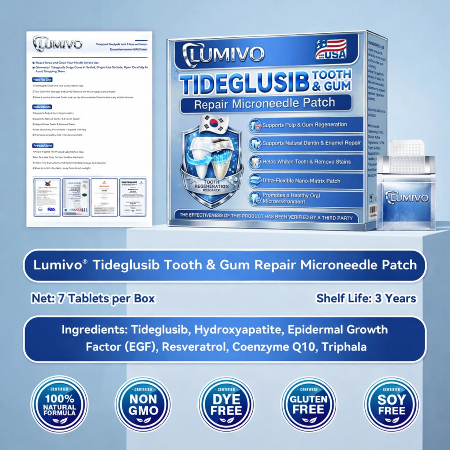 Next-Gen🦷LUMIVO™ 𝐓𝐢𝐝𝐞𝐠𝐥𝐮𝐬𝐢𝐛 𝐓𝐨𝐨𝐭𝐡 & 𝐆𝐮𝐦 𝐑𝐞𝐩𝐚𝐢𝐫 𝐌𝐢𝐜𝐫𝐨𝐧𝐞𝐞𝐝𝐥𝐞 𝐏𝐚𝐭𝐜𝐡 | 𝐀𝐝𝐯𝐚𝐧𝐜𝐞𝐝 𝐒𝐭𝐞𝐦-𝐂𝐞𝐥𝐥 𝐀𝐜𝐭𝐢𝐯𝐚𝐭𝐢𝐨𝐧 𝐓𝐞𝐞𝐭𝐡 𝐒𝐭𝐫𝐢𝐩𝐬(🦷𝐑𝐞𝐛𝐮𝐢𝐥𝐝 𝐄𝐧𝐚𝐦𝐞𝐥 & 𝐃𝐞𝐧𝐭𝐢𝐧 • 𝐒𝐭𝐫𝐞𝐧𝐠𝐭𝐡𝐞𝐧 𝐆𝐮𝐦𝐬 • 𝐄𝐫𝐚𝐝𝐢𝐜𝐚𝐭𝐞 𝐓𝐚𝐫𝐭𝐚𝐫 & 𝐎𝐝𝐨𝐫 • 𝐒𝐭𝐨𝐩 𝐓𝐨𝐨𝐭𝐡 𝐒𝐞𝐧𝐬𝐢𝐭𝐢𝐯𝐢𝐭𝐲)