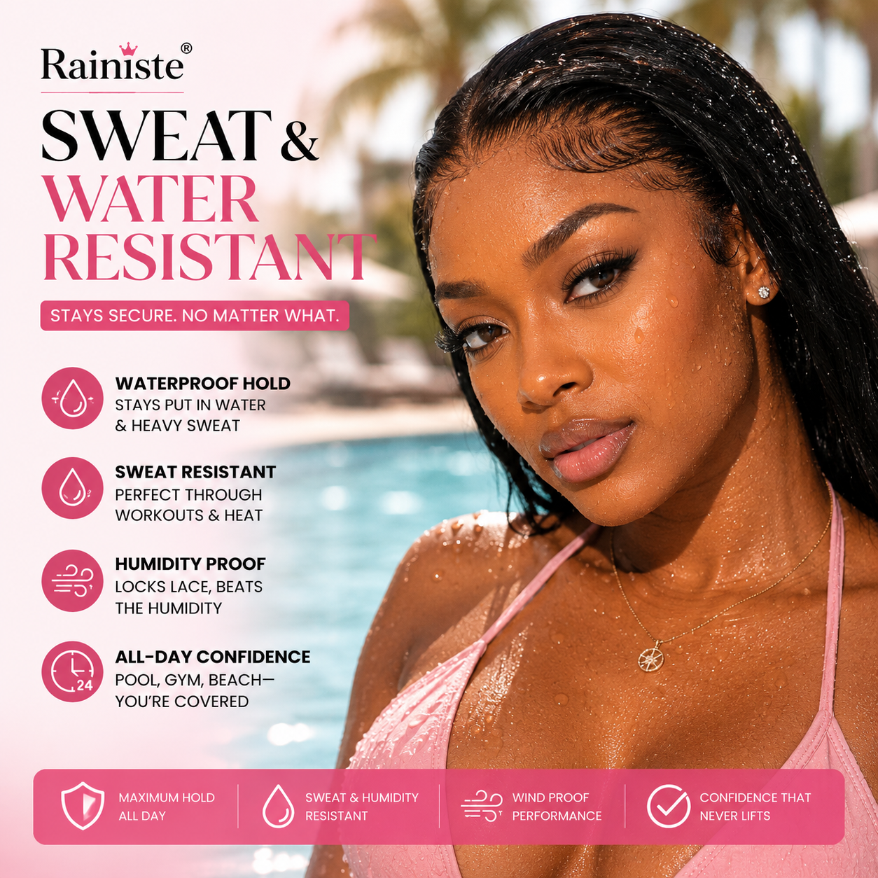 Rainiste Clear Lace Hold Spray Flawless, Natural-Looking Hold That Lasts All Day
