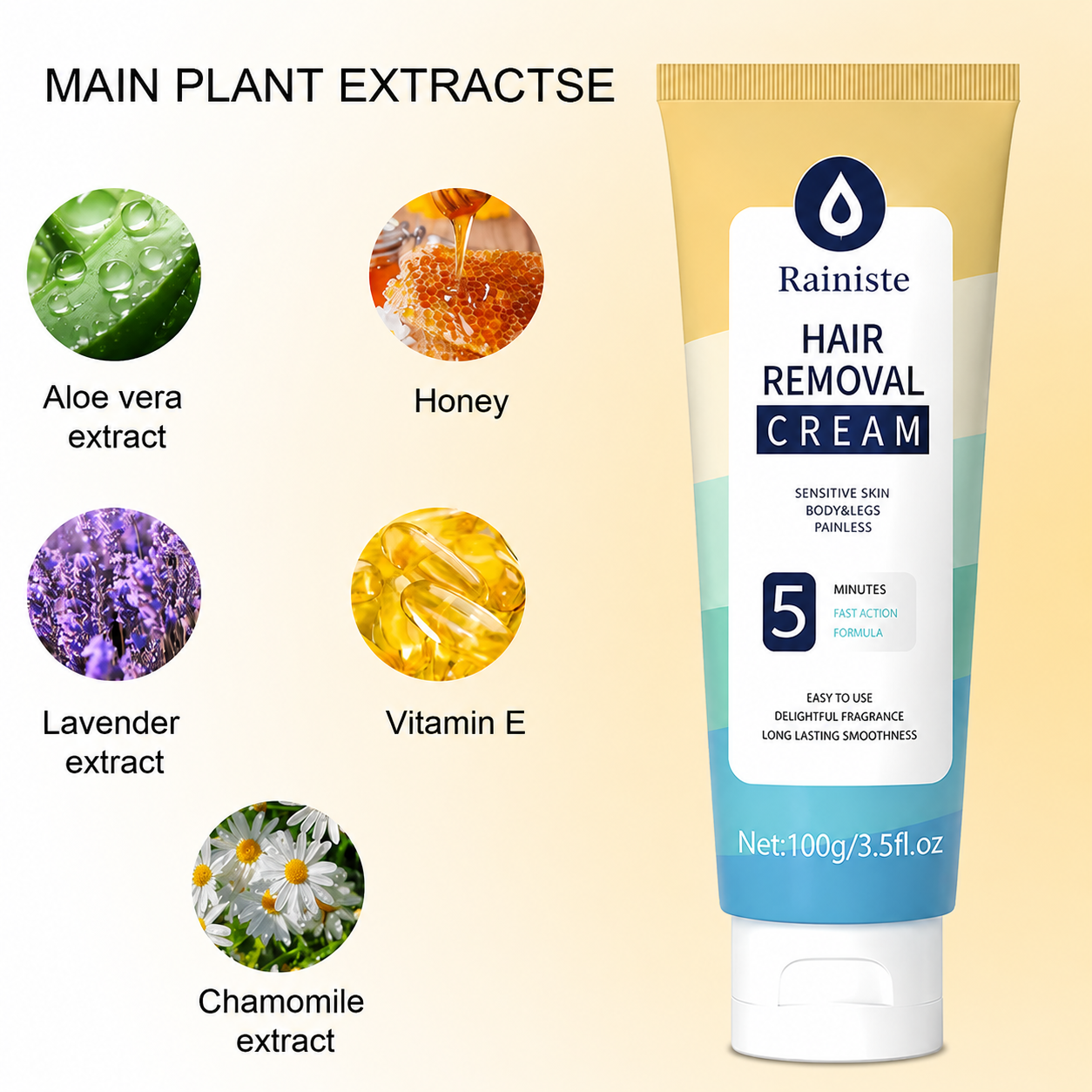 Rainiste™ Hair Removal Cream for Men & Women – Sensitive Skin Formula
