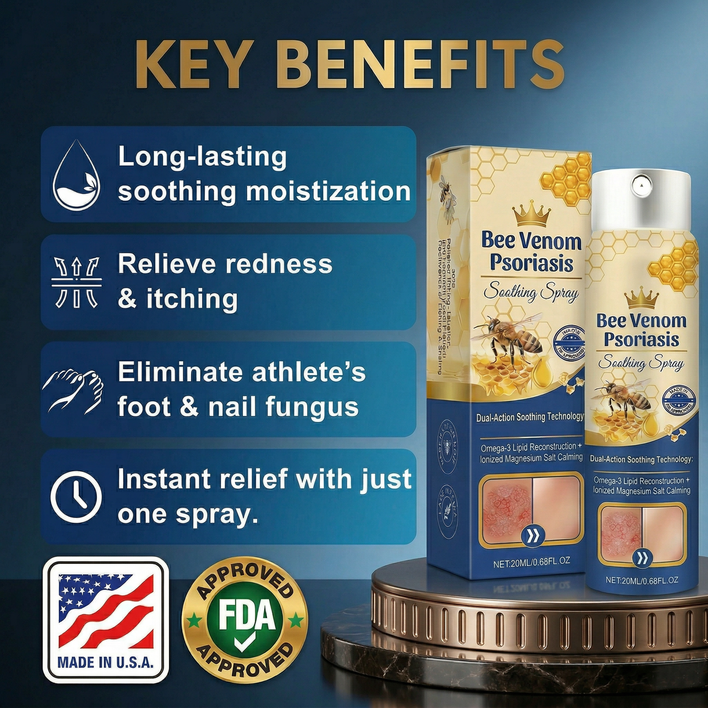 Advanced Recovery Mist: Triple-Active Relief for Psoriasis & Eczema-Prone Skin with Bee Venom & Omega-3【Free Tax】